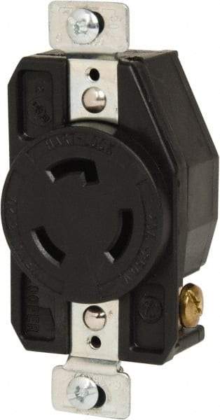 Cooper Wiring Devices - 250 VAC, 20 Amp, L6-20R NEMA, Self Grounding Receptacle - 2 Poles, 3 Wire, Female End, Black - Industrial Tool & Supply
