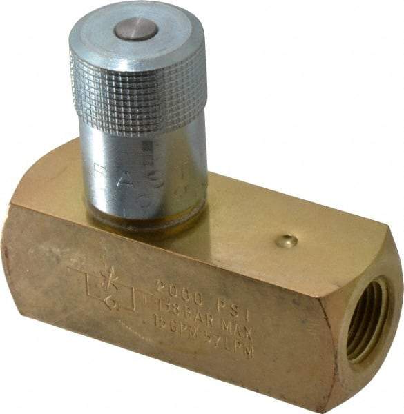 Parker - 15 GPM 1/2 Inlet Brass Hydraulic Control Valve - 1/2-14 Thread - Industrial Tool & Supply