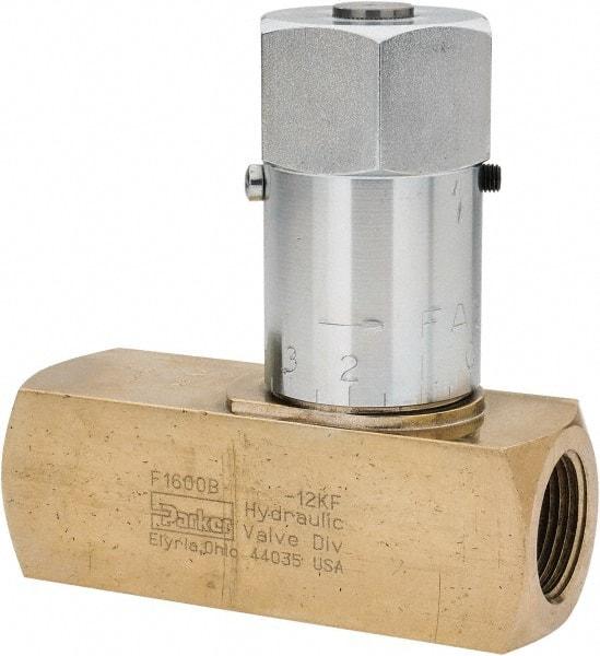Parker - 40 GPM 1 Inlet Brass Hydraulic Control Valve - 1 - 11-1/2 Thread - Industrial Tool & Supply