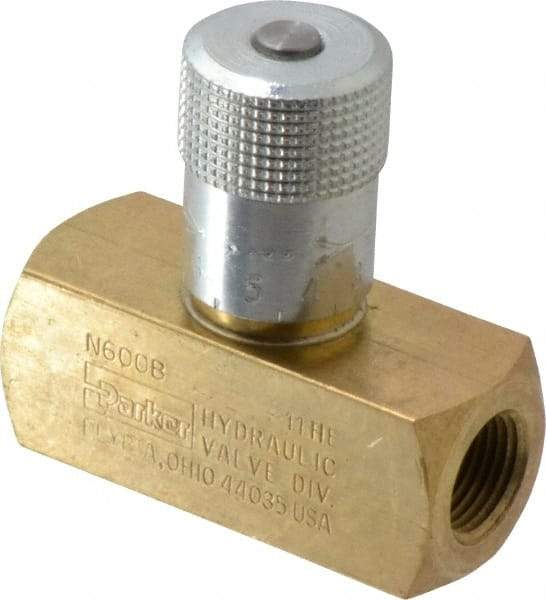 Parker - 8 GPM 3/8 Inlet Brass Hydraulic Control Valve - 3/8-18 Thread - Industrial Tool & Supply