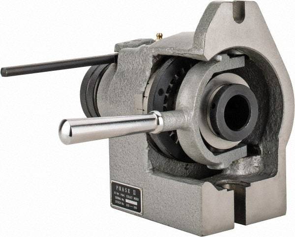 Phase II - 5C Compatible, 24 Increment, Horizontal & Vertical Standard Collet Indexer - 4-1/2" High Center, 1-1/8" Max Collet Capacity, Manual Operation - Industrial Tool & Supply