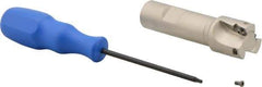 Iscar - 1" Cut Diam, 0.394" Max Depth of Cut, 3/4" Shank Diam, 3.38" OAL, Indexable Square Shoulder End Mill - Weldon Shank, 90° Lead Angle, Series Heli2000 - Industrial Tool & Supply