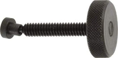 Gibraltar - 1/4-20 Knurled Shoulderless Swivel Pad Tip Grade C-12L14 Steel Thumb Screw - 1.9" OAL, 1" Head Diam x 5/16" Head Height, Black Oxide Finish - Industrial Tool & Supply