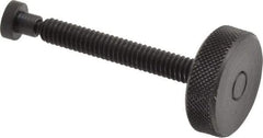 Gibraltar - 1/4-20 Knurled Shoulderless Swivel Pad Tip Grade C-12L14 Steel Thumb Screw - 2.4" OAL, 1" Head Diam x 5/16" Head Height, Black Oxide Finish - Industrial Tool & Supply