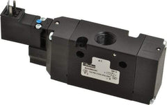Parker - 3/8", 3-Way Body Ported Stacking Solenoid Valve - 24 VDC, 1.4 CV Rate, Air Return, 2.4" High x 5.29" Long - Industrial Tool & Supply