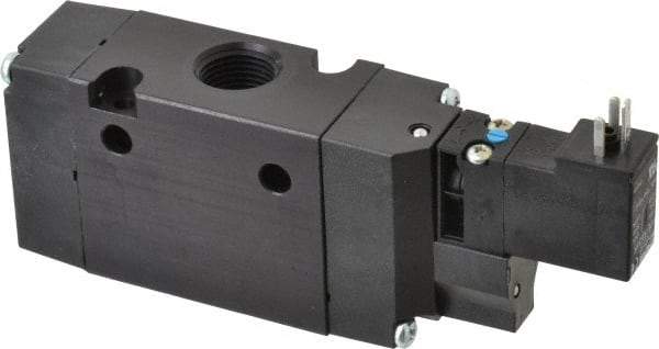 Parker - 3/8", 3-Way Body Ported Stacking Solenoid Valve - 120 VAC, 1.4 CV Rate, Air Return, 2.4" High x 5.29" Long - Industrial Tool & Supply