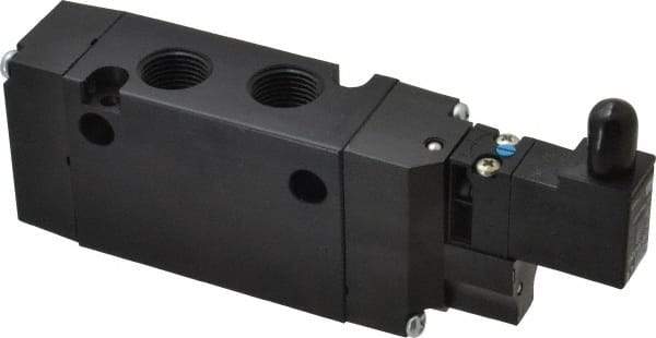 Parker - 3/8", 4-Way Body Ported Stacking Solenoid Valve - 24 VDC, 1.4 CV Rate, 2.4" High x 5.78" Long - Industrial Tool & Supply