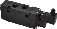 Parker - 3/8", 4-Way Body Ported Stacking Solenoid Valve - 24 VDC, 1.4 CV Rate, 2.4" High x 5.78" Long - Industrial Tool & Supply