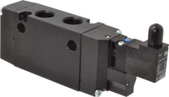Parker - 3/8", 4-Way Body Ported Stacking Solenoid Valve - 120 VAC, 1.4 CV Rate, Air Return, 2.4" High x 5.78" Long - Industrial Tool & Supply