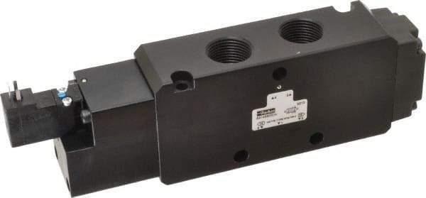 Parker - 3/4", 4-Way Body Ported Stacking Solenoid Valve - 120 VAC, 7 CV Rate, Air Return, 2.95" High x 9.13" Long - Industrial Tool & Supply