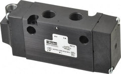 Parker - 1/4", 4-Way Body Ported Stacking Solenoid Valve - 1.4 CV Rate, Air Return, 1.89" High x 4.37" Long - Industrial Tool & Supply
