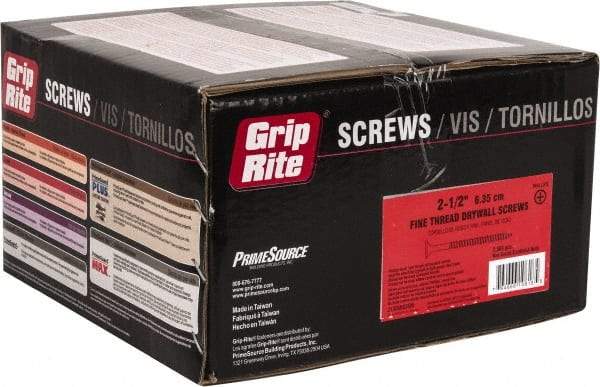 Value Collection - #8, 2-1/2" OAL, Phillips Drive Bugle Head, Steel Drywall Screws - Black Phosphate Finish, Grade 1018 - Industrial Tool & Supply