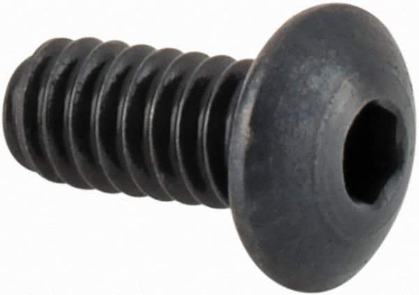 Camcar - #2-56 UNC Hex Socket Drive, Button Screw - Alloy Steel, Black Oxide Finish, Fully Threaded, 3/16" Length Under Head - Industrial Tool & Supply