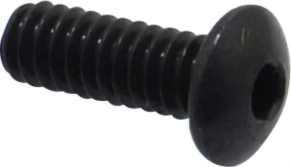 Camcar - #2-56 UNC Hex Socket Drive, Button Screw - Alloy Steel, Black Oxide Finish, Fully Threaded, 1/4" Length Under Head - Industrial Tool & Supply