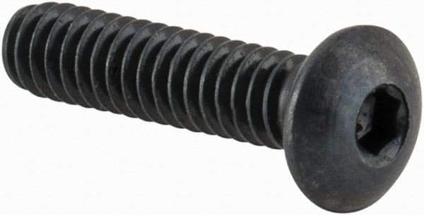 Camcar - #2-56 UNC Hex Socket Drive, Button Screw - Alloy Steel, Black Oxide Finish, Fully Threaded, 3/8" Length Under Head - Industrial Tool & Supply