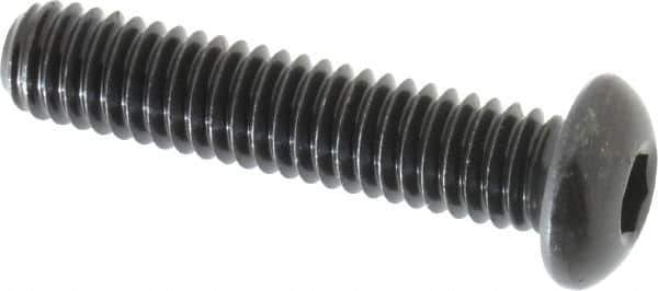 Made in USA - 5/16-18 UNC Hex Socket Drive, Button Screw - Alloy Steel, Black Oxide Finish, Fully Threaded, 1-1/2" Length Under Head - Industrial Tool & Supply
