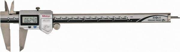 Mitutoyo - 0 to 200mm Range, 0.01mm Resolution, IP67 Electronic Caliper - Stainless Steel with 50mm Stainless Steel Jaws, 0.001" Accuracy - Industrial Tool & Supply