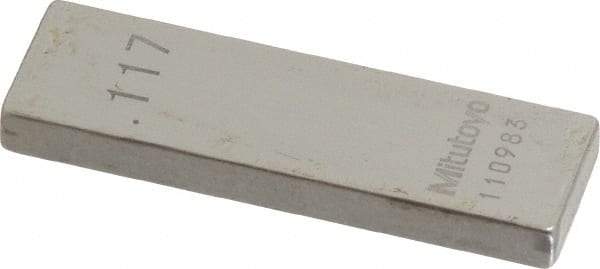 Mitutoyo - 0.117" Rectangular Steel Gage Block - Accuracy Grade 0, Includes Certificate of Inspection - Industrial Tool & Supply