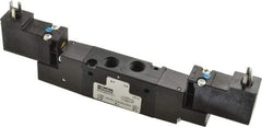 Parker - 4-Way Body Ported Stacking Solenoid Valve - 120 VAC, 0.6 CV Rate, 6.44" Long - Industrial Tool & Supply