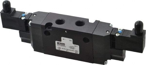 Parker - 4-Way Body Ported Stacking Solenoid Valve - 120 VAC, 1.4 CV Rate, 7.51" Long - Industrial Tool & Supply