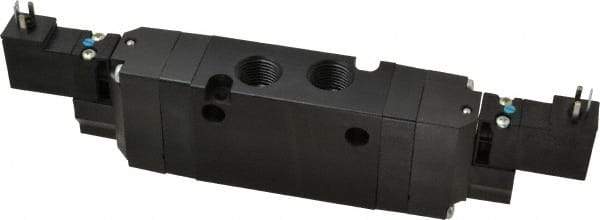 Parker - 4-Way Body Ported Stacking Solenoid Valve - 120 VAC, 1.1 CV Rate, 8.45" Long - Industrial Tool & Supply