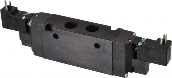 Parker - 4-Way Body Ported Stacking Solenoid Valve - 120 VAC, 2.7 CV Rate, 8.41" Long - Industrial Tool & Supply