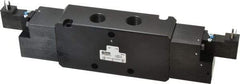 Parker - 4-Way Body Ported Stacking Solenoid Valve - 120 VAC, 5.7 CV Rate, 11.29" Long - Industrial Tool & Supply