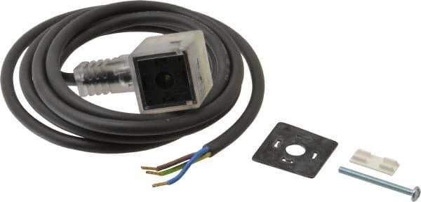 Parker - Solenoid Valve Lighted 3 Pin Connector - 30mm x 6 Ft. Cord - Industrial Tool & Supply