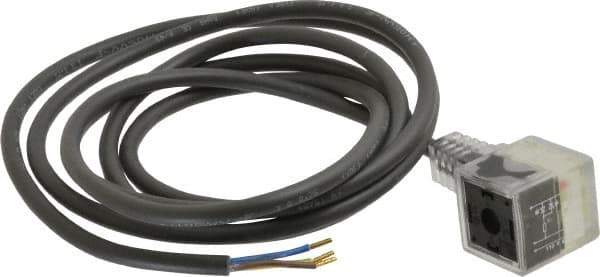 Parker - Solenoid Valve Lighted 3 Pin Connector - 30mm x 6 Ft. Cord - Industrial Tool & Supply