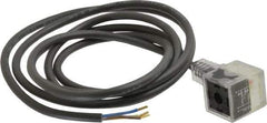Parker - Solenoid Valve Lighted 3 Pin Connector - 30mm x 6 Ft. Cord - Industrial Tool & Supply