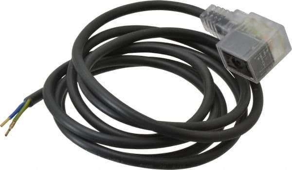 Parker - Solenoid Valve Lighted 3 Pin Connector - 22mm x 6 Ft. Cord - Industrial Tool & Supply