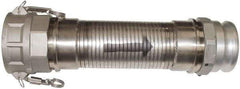 Kuriyama of America - 240" OAL, 4" ID, Flexible Metal Hose Assembly - 4" Fitting, Part A Adapter x Part D Coupler End Connections, Aluminum Fitting, 304 Stainless Steel Hose - Industrial Tool & Supply