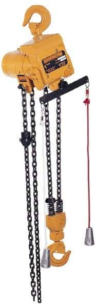 Harrington Hoist - 2 Ton Load Limit, 10' Max Height Top Hook Air Hoist - 11 FPM Lift Speed, 21.8" Min Headroom, Pull Cord Control - Industrial Tool & Supply