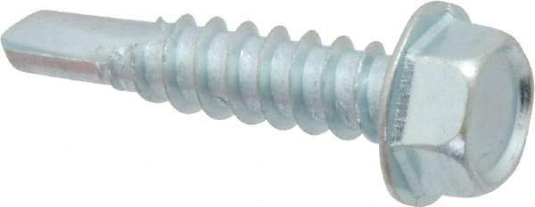 Value Collection - #12, Hex Washer Head, Hex Drive, 1" Length Under Head, #3 Point, Self Drilling Screw - Grade 2 Steel, Zinc-Plated Finish - Industrial Tool & Supply