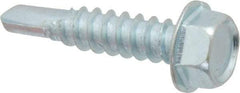Value Collection - #12, Hex Washer Head, Hex Drive, 1" Length Under Head, #3 Point, Self Drilling Screw - Grade 2 Steel, Zinc-Plated Finish - Industrial Tool & Supply