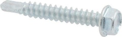 Value Collection - #12, Hex Washer Head, Hex Drive, 1-1/2" Length Under Head, #3 Point, Self Drilling Screw - Grade 2 Steel, Zinc-Plated Finish - Industrial Tool & Supply