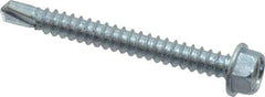 Value Collection - #12, Hex Washer Head, Hex Drive, 2" Length Under Head, #3 Point, Self Drilling Screw - Grade 2 Steel, Zinc-Plated Finish - Industrial Tool & Supply