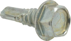 Value Collection - #14, Hex Washer Head, Hex Drive, 3/4" Length Under Head, #3 Point, Self Drilling Screw - Grade 2 Steel, Zinc-Plated Finish - Industrial Tool & Supply