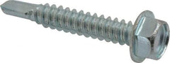 Value Collection - #14, Hex Washer Head, Hex Drive, 1-1/2" Length Under Head, #3 Point, Self Drilling Screw - Grade 2 Steel, Zinc-Plated Finish - Industrial Tool & Supply