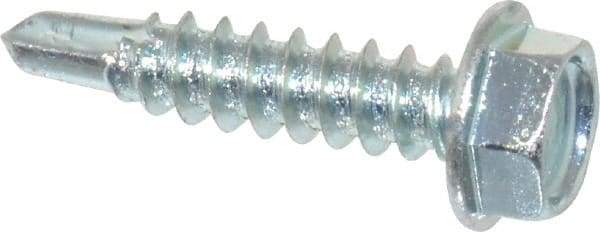 Value Collection - #8, Hex Washer Head, Hex Drive, 3/4" Length Under Head, #2 Point, Self Drilling Screw - Grade 2 Steel, Zinc-Plated Finish - Industrial Tool & Supply