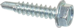 Value Collection - #8, Hex Washer Head, Hex Drive, 3/4" Length Under Head, #2 Point, Self Drilling Screw - Grade 2 Steel, Zinc-Plated Finish - Industrial Tool & Supply