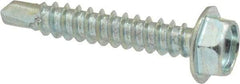 Value Collection - #8, Hex Washer Head, Hex Drive, 1" Length Under Head, #2 Point, Self Drilling Screw - Grade 2 Steel, Zinc-Plated Finish - Industrial Tool & Supply