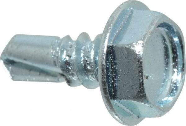 Value Collection - #10, Hex Washer Head, Hex Drive, 1/2" Length Under Head, #3 Point, Self Drilling Screw - Grade 2 Steel, Zinc-Plated Finish - Industrial Tool & Supply