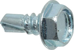 Value Collection - #10, Hex Washer Head, Hex Drive, 1/2" Length Under Head, #3 Point, Self Drilling Screw - Grade 2 Steel, Zinc-Plated Finish - Industrial Tool & Supply