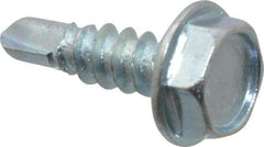 Value Collection - #10, Hex Washer Head, Hex Drive, 5/8" Length Under Head, #3 Point, Self Drilling Screw - Grade 2 Steel, Zinc-Plated Finish - Industrial Tool & Supply