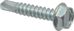 Value Collection - #10, Hex Washer Head, Hex Drive, 1" Length Under Head, #3 Point, Self Drilling Screw - Grade 2 Steel, Zinc-Plated Finish - Industrial Tool & Supply