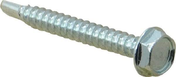 Value Collection - #10, Hex Washer Head, Hex Drive, 1-1/2" Length Under Head, #3 Point, Self Drilling Screw - Grade 2 Steel, Zinc-Plated Finish - Industrial Tool & Supply
