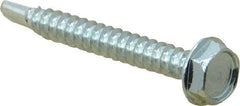 Value Collection - #10, Hex Washer Head, Hex Drive, 1-1/2" Length Under Head, #3 Point, Self Drilling Screw - Grade 2 Steel, Zinc-Plated Finish - Industrial Tool & Supply