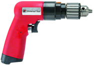 #UT8895 - 3/8" Non-Reversing - Air Powered Drill - Handle Exhaust - Industrial Tool & Supply