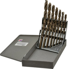 Triumph Twist Drill - 1/16 to 1/2", 135° Point, Gold Finish, Cobalt Jobber Length Drill Bit Set - Industrial Tool & Supply